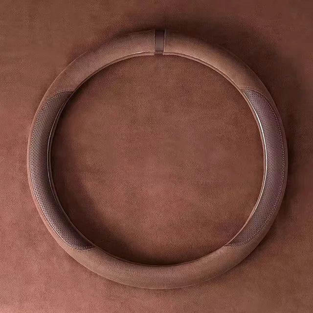 Velvet Steering Wheel Cover with Silicone Anti-Slip - Delicate Leather