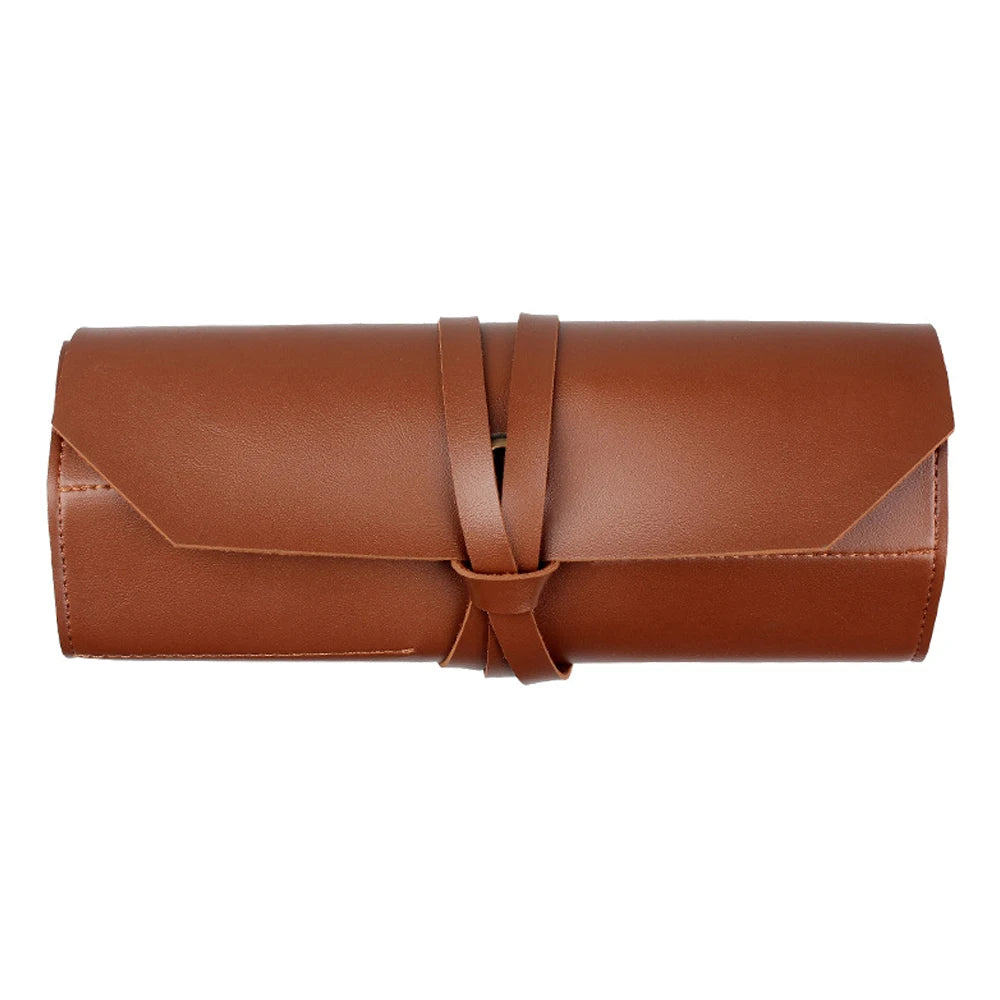 Genuine Leather Roll-Up Tool Bag - Portable Foldable Pouch for Wrench, Spanner, Hammer, and Camping Tools