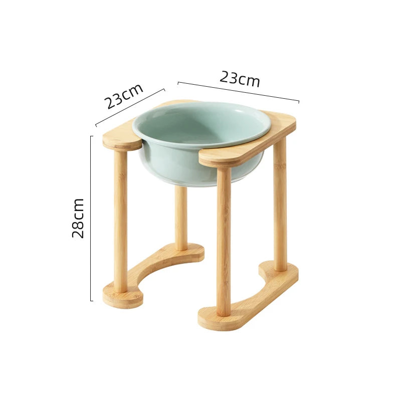 Big Dogs Dining Table Elevated Pet Double Food Water Bowls with Wooden Stand Medium Dog Drinking Eating Feeding Feeders - Delicate Leather