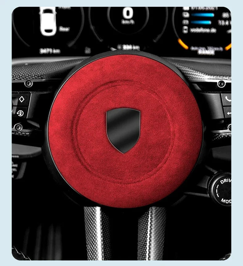 Car Steering Wheel Horn Cover Trim - Suede Interior Decorative Accessories - Delicate Leather