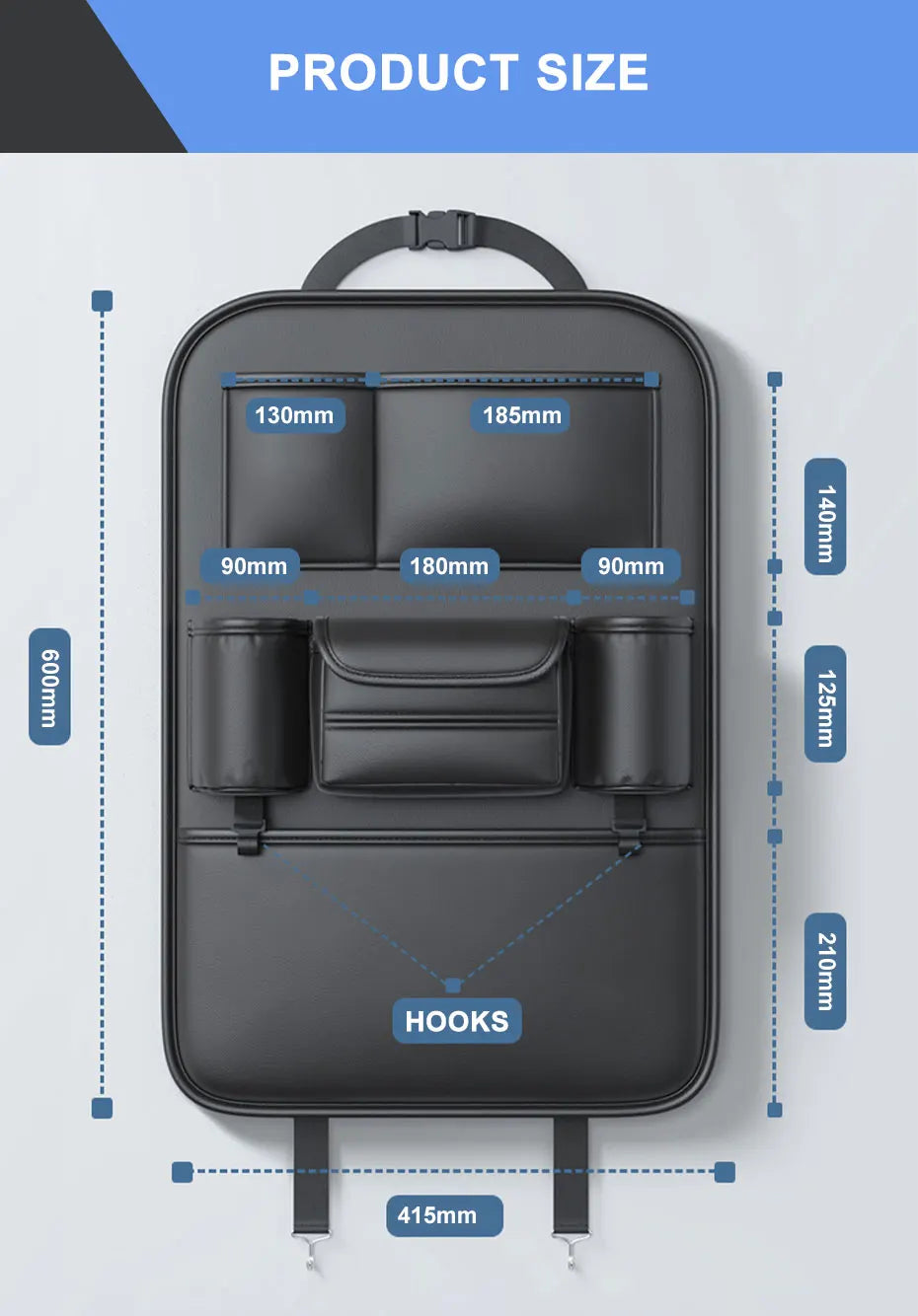 Car Seat Back Storage Bag - Multifunctional Anti-Kick Mats and Large Capacity Organizer Protector Pad, Custom Fit For Your Cars, Car Accessories - Delicate Leather