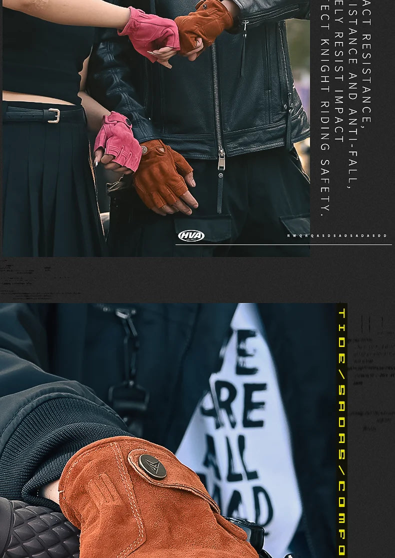 Motorcycle Fingerless Gloves Accessories - Goatskin Leather Half Finger Gloves, Motocross, Gant Moto, Guantes Moto Verano - Delicate Leather