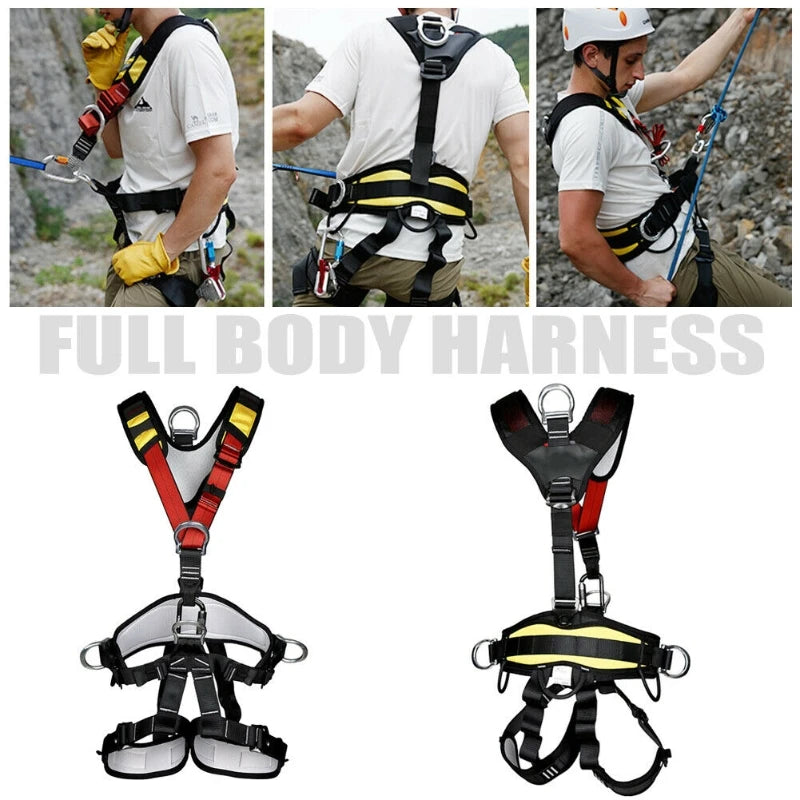 Advanced Full-Body Climbing Harness - Premium Safety Belt for Mountaineering, Downhill, Aerial Work, and Outdoor Rappelling - Durable Protection Equipment for Expansion Activities - Delicate Leather