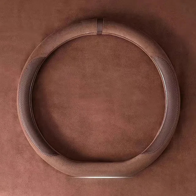 Velvet Steering Wheel Cover with Silicone Anti-Slip - Delicate Leather