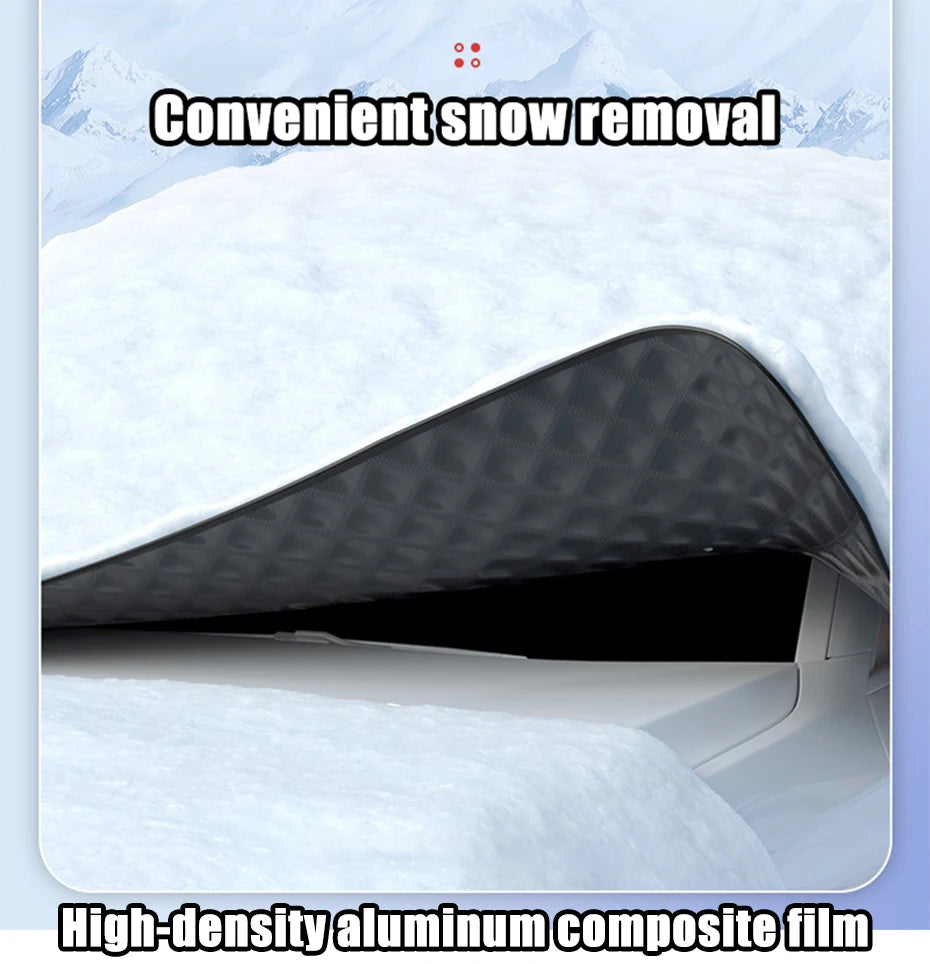 Car Windshield Cover - Waterproof Snow Shield, Winter Outdoor Sunshield Half Protector for Cars, SUVs, and Commercial Vehicles - Delicate Leather