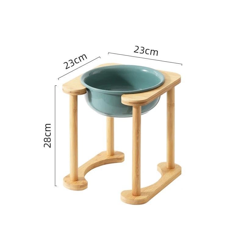 Big Dogs Dining Table Elevated Pet Double Food Water Bowls with Wooden Stand Medium Dog Drinking Eating Feeding Feeders - Delicate Leather