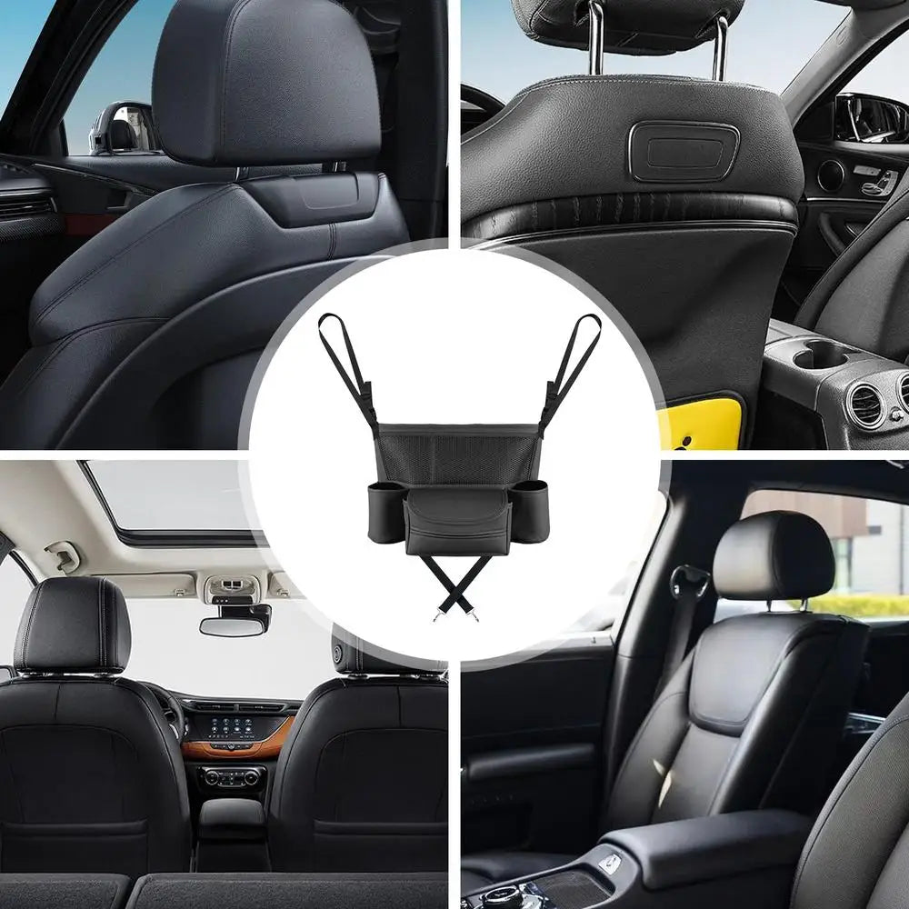 Car Net Pocket Purse Holder - Multifunctional PU Leather Handbag Holder - Delicate Leather