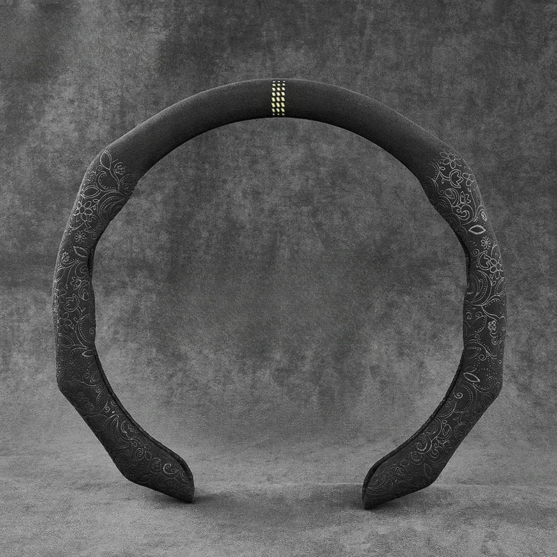 Car Texture Turned Fur Steering Wheel Cover - Delicate Leather