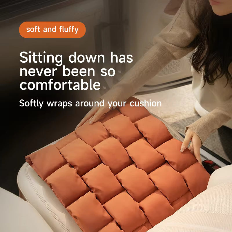 Square Bubble Car Seat Cushion – Breathable Anti-Slip Front Seat Pad - Delicate Leather