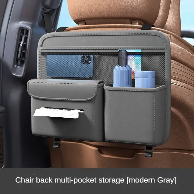 Car Seat Back Hanging Storage Bag - Multifunctional Leather Auto Backseat Organizer, Custom Fit For Your Cars, Car Accessories - Delicate Leather
