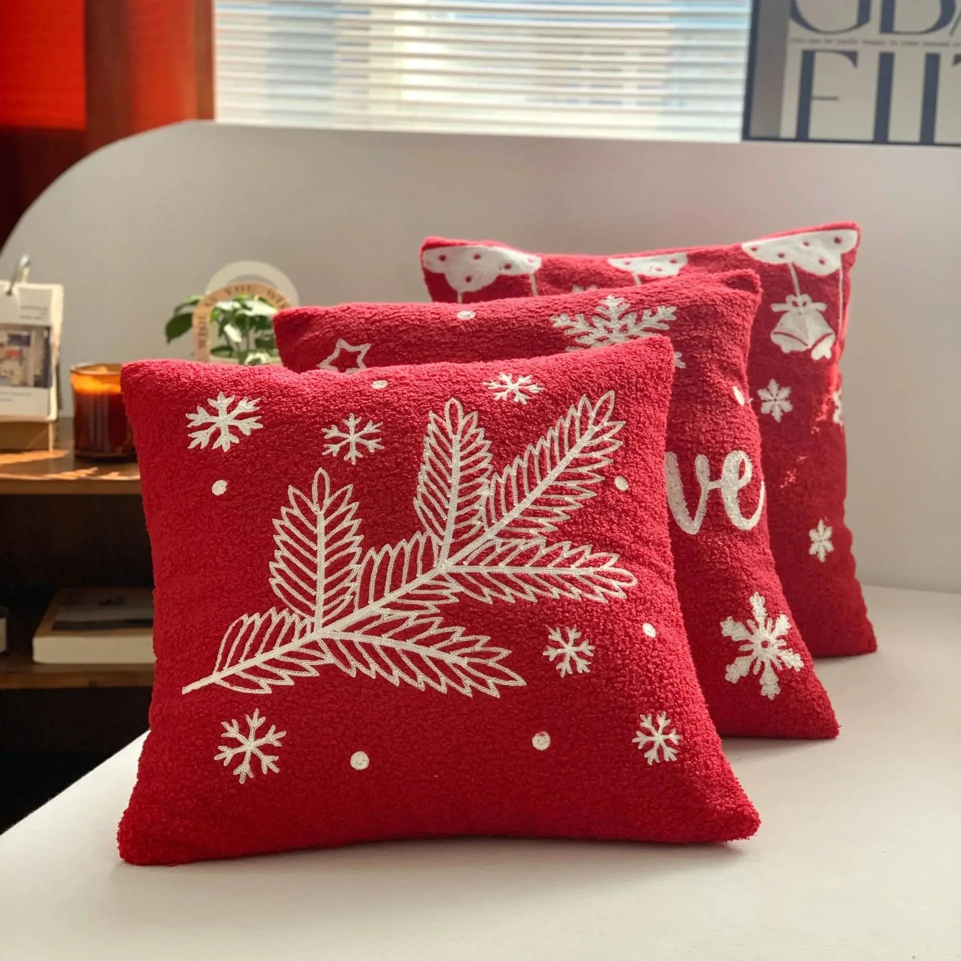 Merry Christmas Deer Snowflake Cushion Cover Headrest Pillow Case