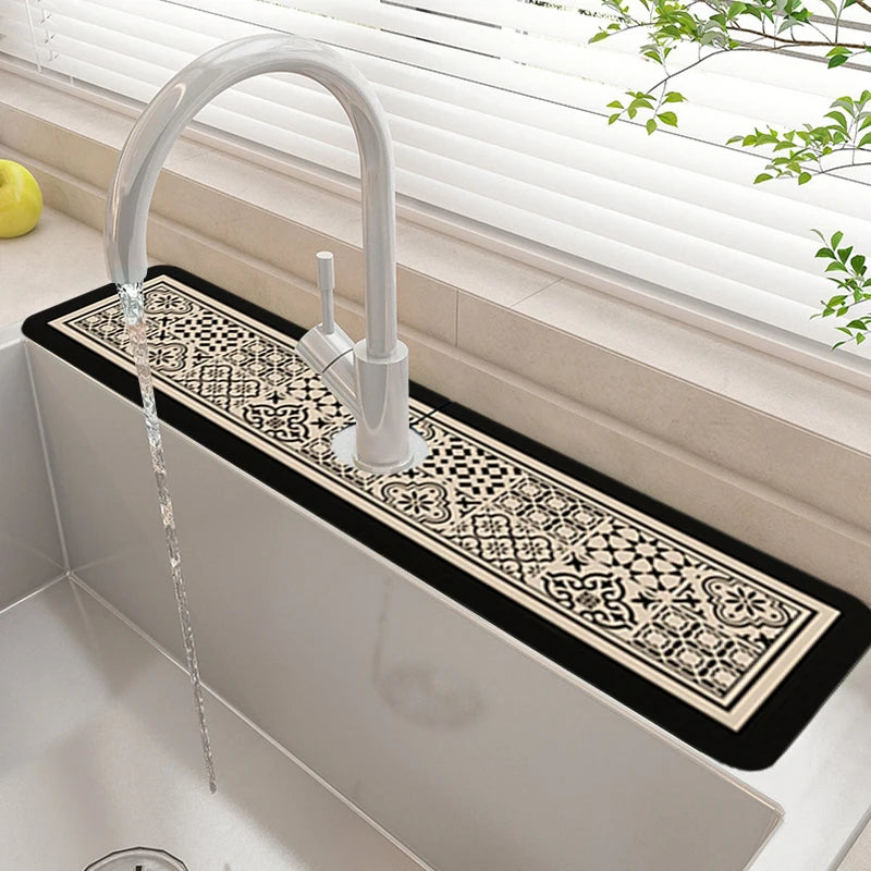 Kitchen Faucet Mat - Absorbent Leather Bathroom Sink Splash-proof Desktop Mats - Delicate Leather