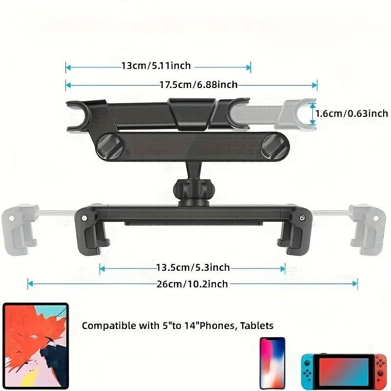 Car Tablet Holder Headrest Mount - Universal Compatibility for Cell Phones and Tablets - Delicate Leather