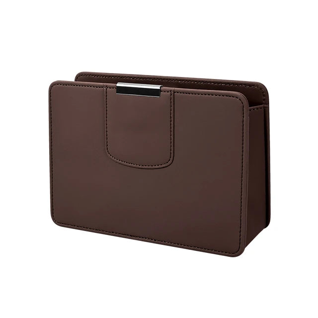 Car Backseat Storage Box Car Organizer Protector with Magnetic Closure for Travel, Trucks, SUVs, and RVs - Delicate Leather