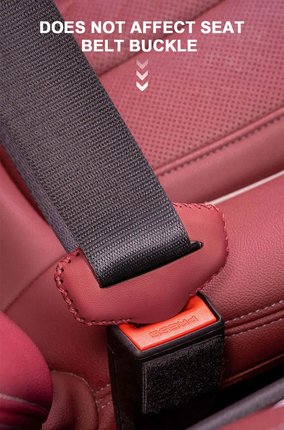 Leather Car Seat Belt Clip Extender Safety Seatbelt Lock Buckle Plug Cover - 2 Pack