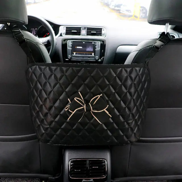Car Storage Hanging Bag with Net Pockets - Perfect for Girls - Delicate Leather