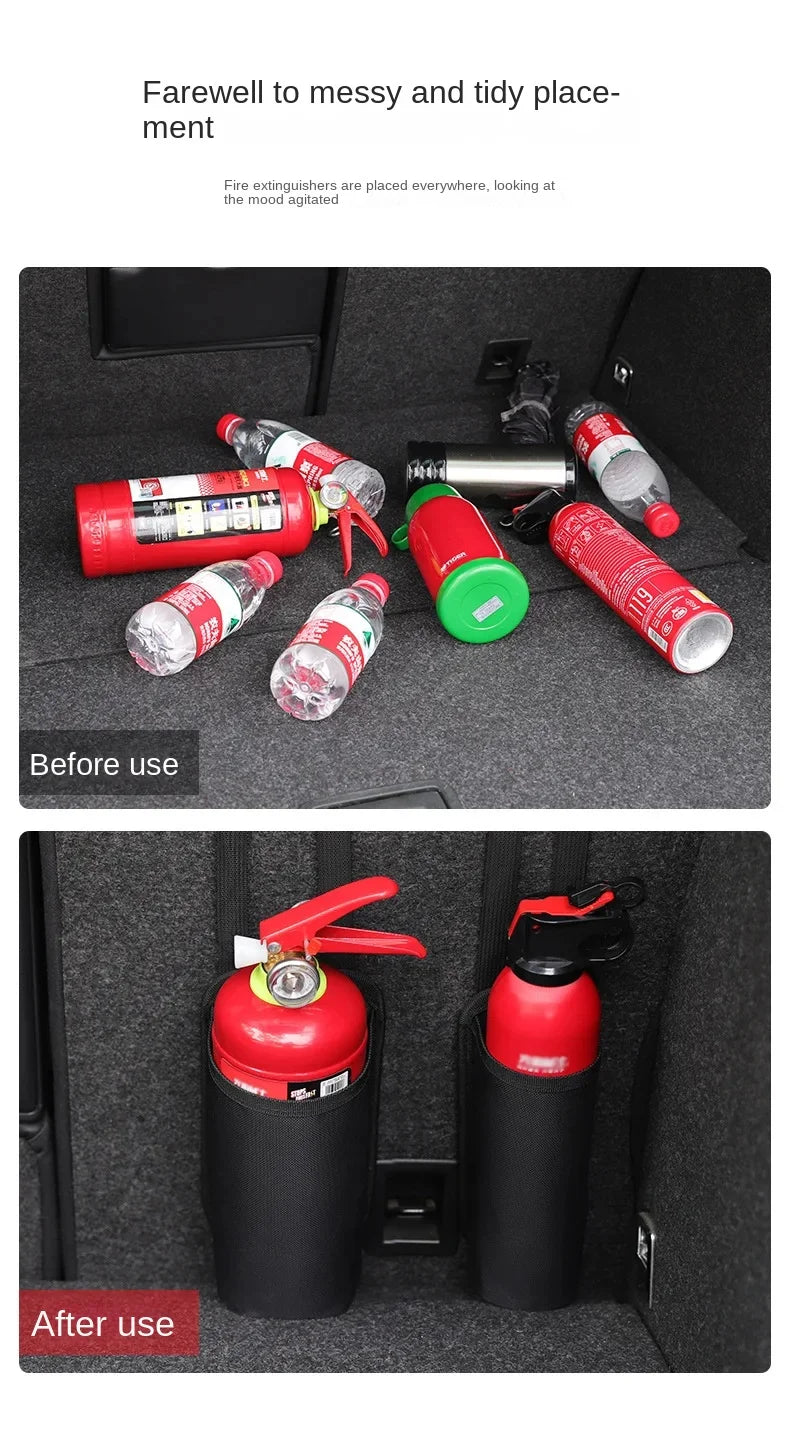 Car Fire Extinguisher Storage Bag - Trunk Seat Back Holder Hanging Bag
