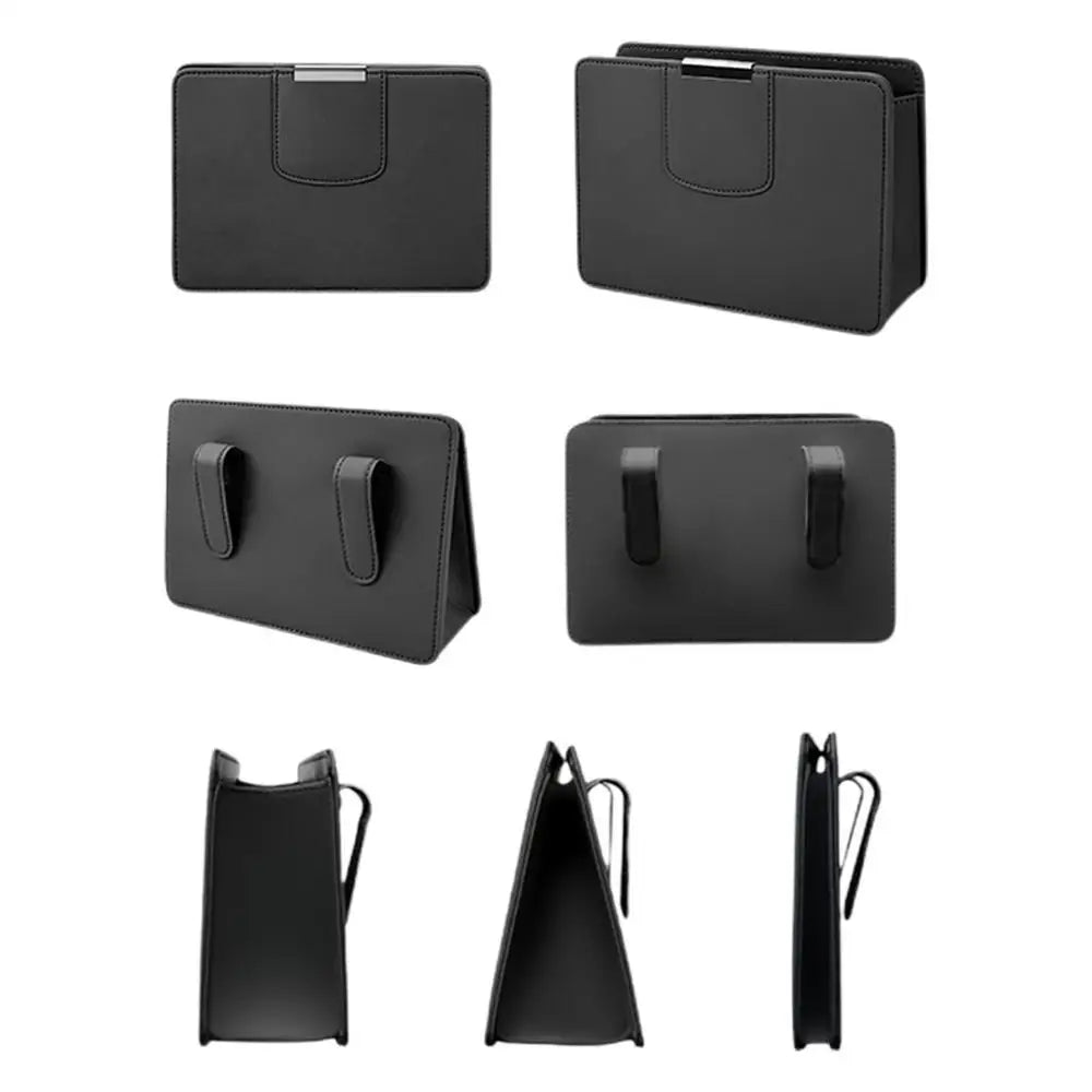 Car Seat Storage Box - Auto Seat Back Organizer with Magnetic Closure Design - Delicate Leather