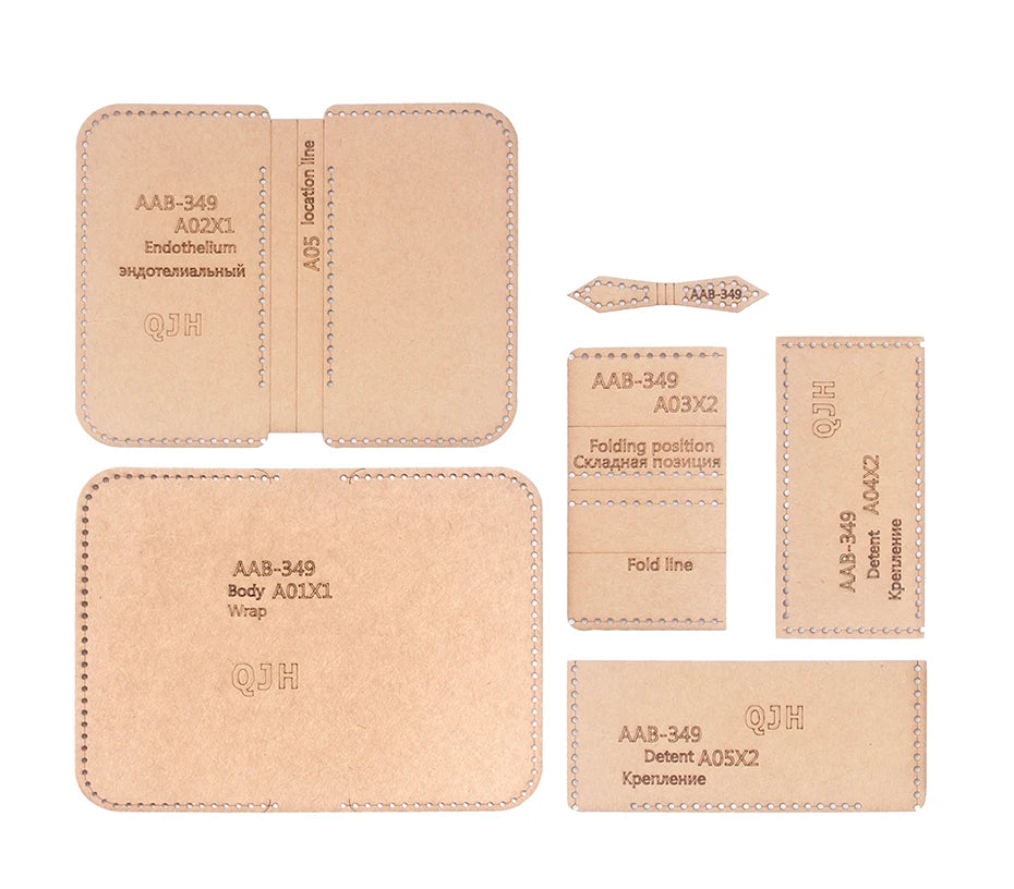 Leather Handmade Crafts Card Bag Pocket Wallet Kraft Paper Template Three-Layer Zipper DIY Leather Production Template - Delicate Leather