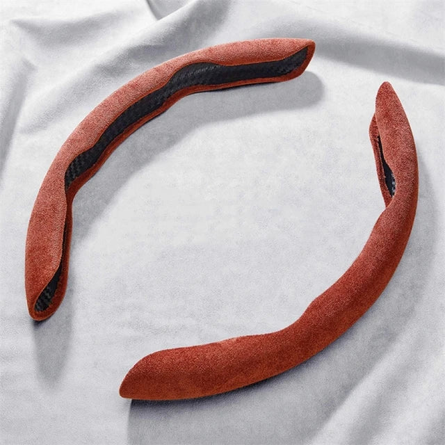 Suede Universal 38CM Car Steering Wheel Booster Cover - Non-Slip Auto Interior Steer Protector Decoration Accessories