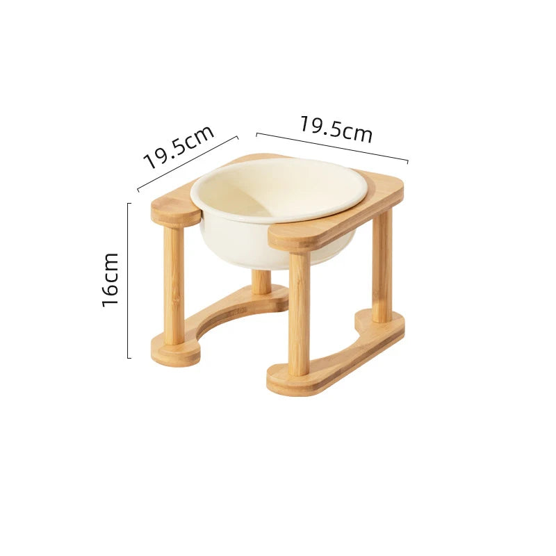 Big Dogs Dining Table Elevated Pet Double Food Water Bowls with Wooden Stand Medium Dog Drinking Eating Feeding Feeders - Delicate Leather