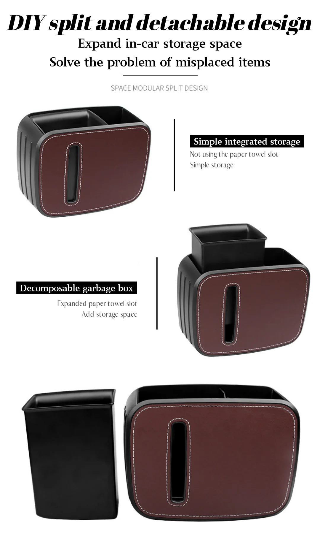 Car Seat Back Organizer Leather Rear Row Storage Box With Hook Cup Holder Universal Stuff Holder Trash Cans Interior Accessories