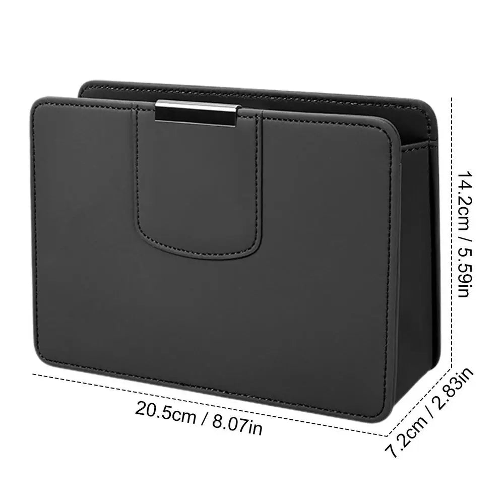 Car Seat Storage Box - Auto Seat Back Organizer with Magnetic Closure Design - Delicate Leather
