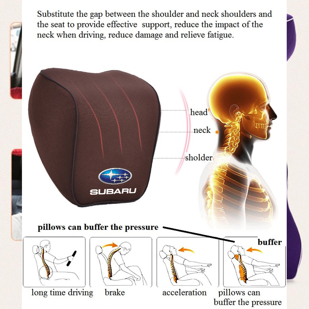 Lumbar Support Cushion for Car and Headrest Neck Pillow Kit, Custom For Cars, Ergonomically Design for Car Seat, Car Accessories SU13983 - Delicate Leather