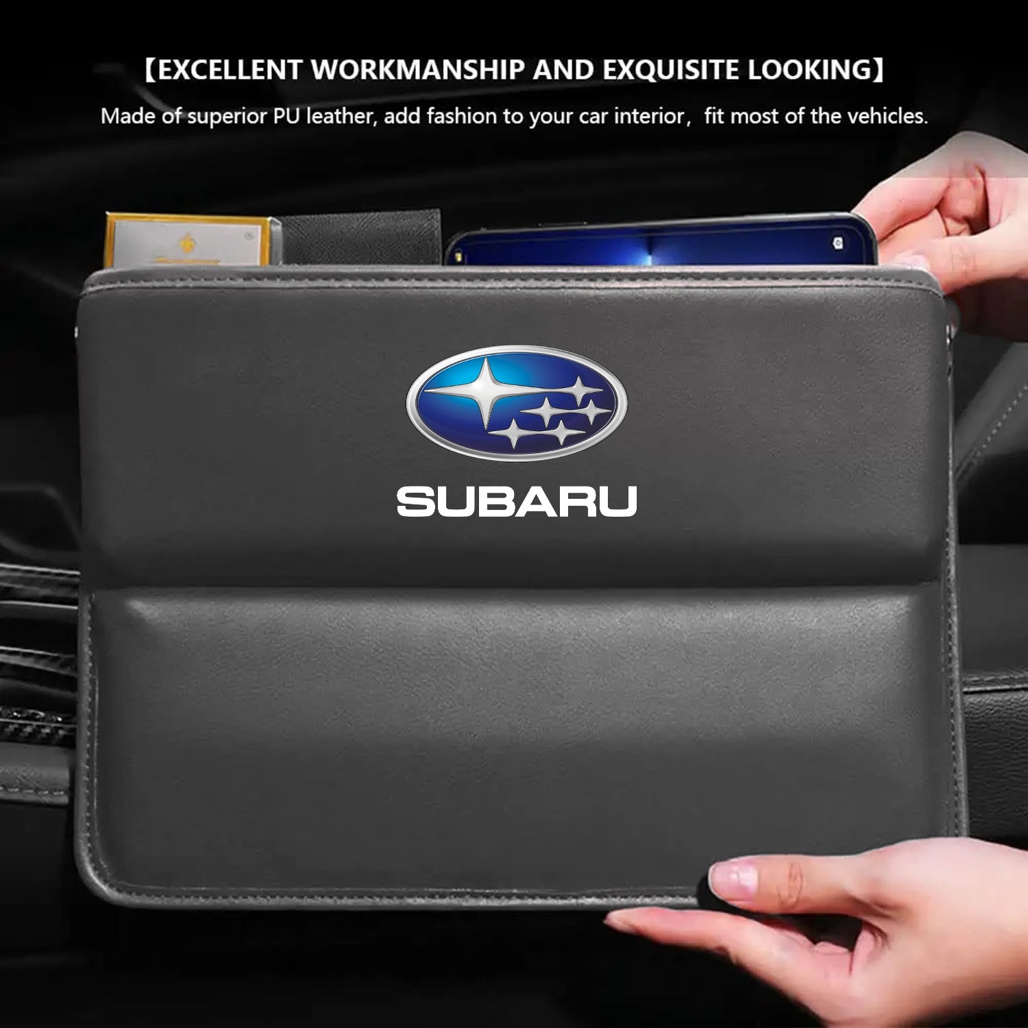 Car Seat Gap Filler Organizer, Custom Fit For Your Cars, Multifunctional PU Leather Console Side Pocket Organizer for Cellphones, Cards, Wallets, Keys