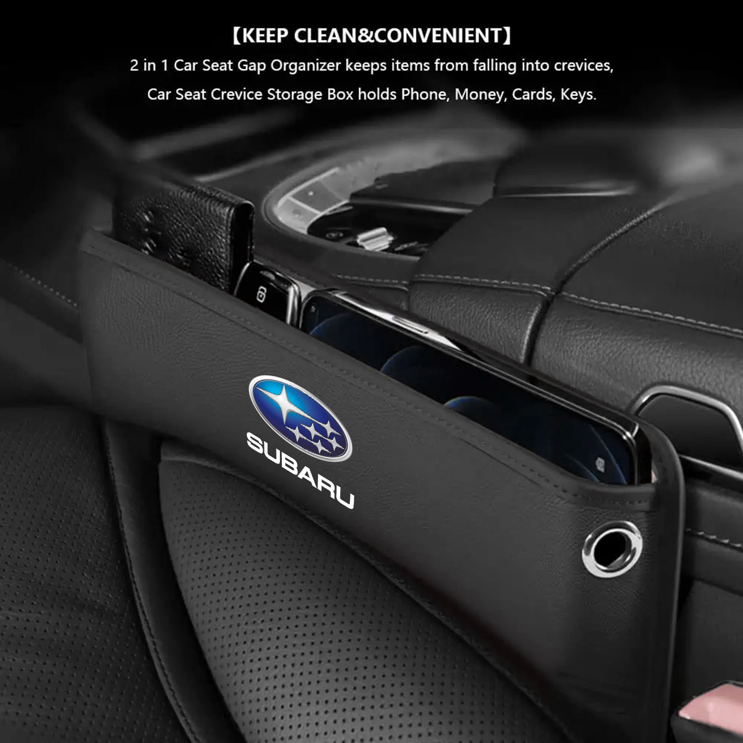 Car Seat Gap Filler Organizer, Custom Fit For Your Cars, Multifunctional PU Leather Console Side Pocket Organizer for Cellphones, Cards, Wallets, Keys