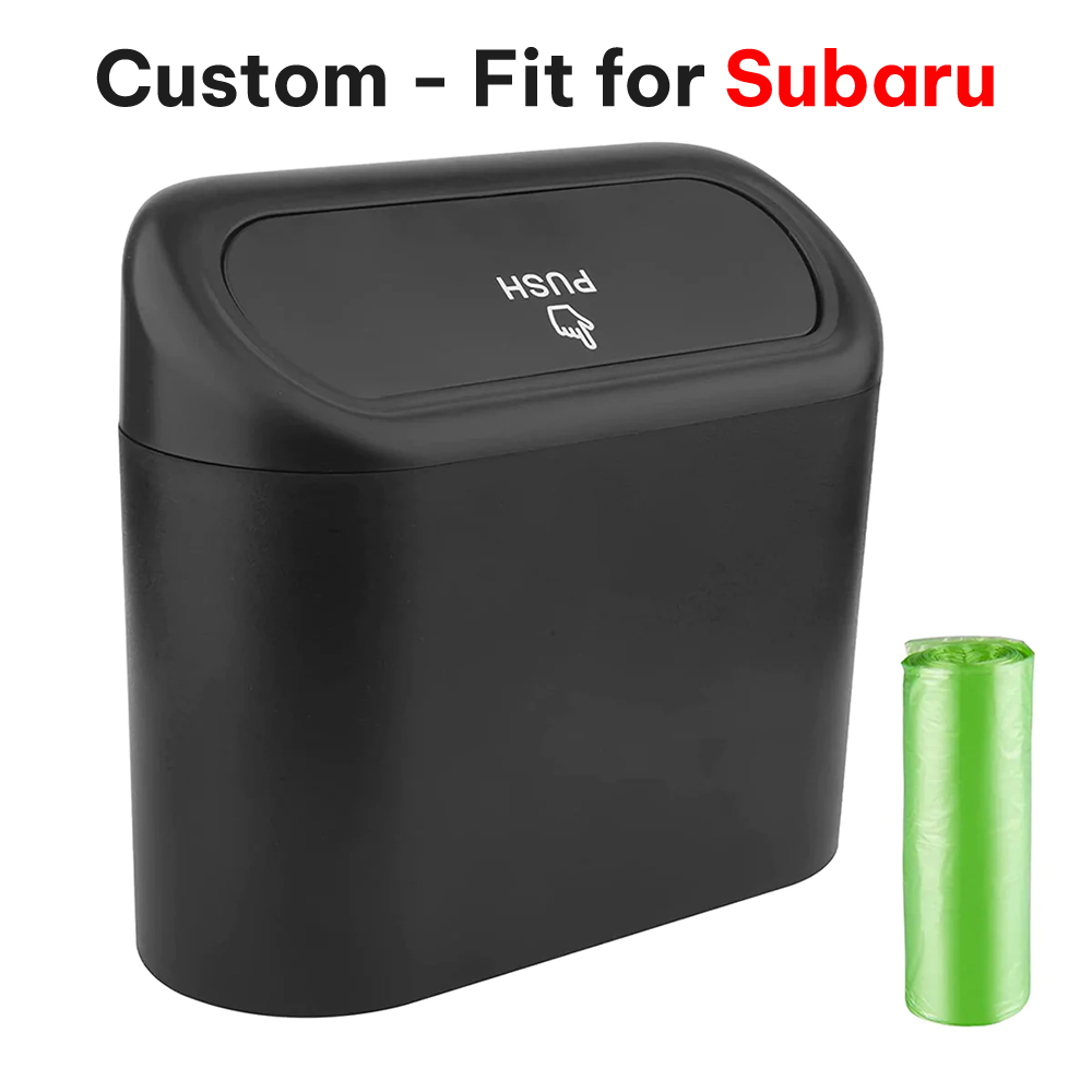 Delicate Leather Car Trash Can with Lid – Custom-Fit for Subaru, Mini Waterproof Garbage Bin with Trash Bags, Cute Car Organizer for Storage & Waste - Delicate Leather