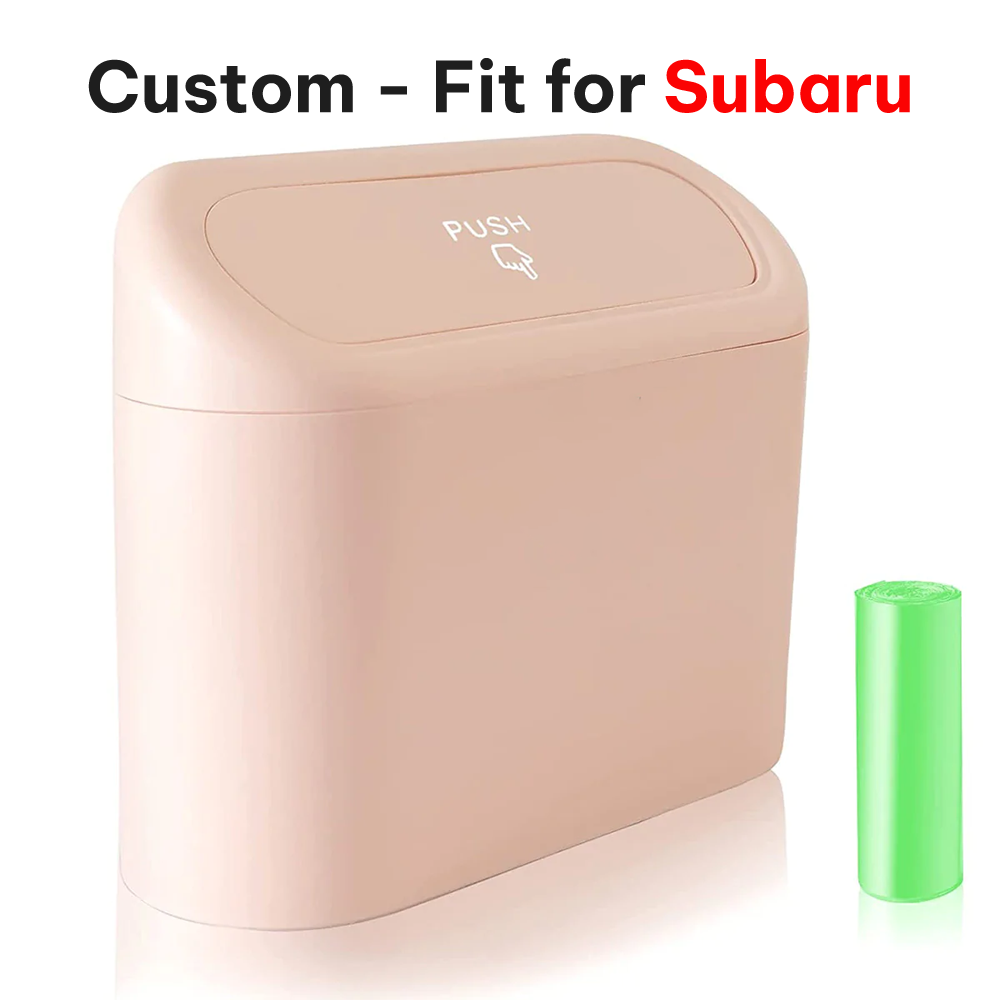 Delicate Leather Car Trash Can with Lid – Custom-Fit for Subaru, Mini Waterproof Garbage Bin with Trash Bags, Cute Car Organizer for Storage & Waste - Delicate Leather