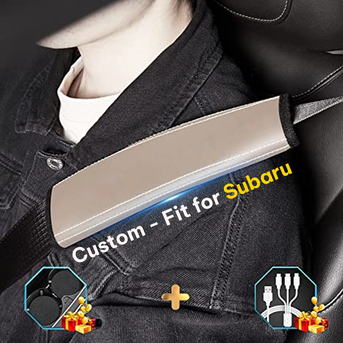 Car Seat Belt Covers (2PCS), Custom For Cars, Microfiber Leather Seat Belt Shoulder Pads for More Comfortable Driving, Car Accessories SU13994 - Delicate Leather