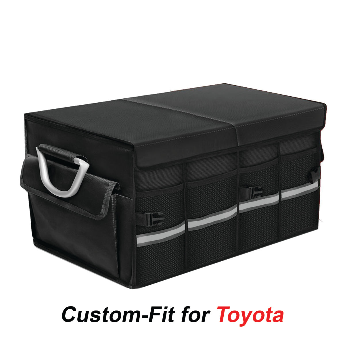Big Trunk Organizer, Custom-Fit For Toyota, Cargo Organizer SUV Trunk Storage Waterproof Collapsible Durable Multi Compartments DLPF253 - Delicate Leather