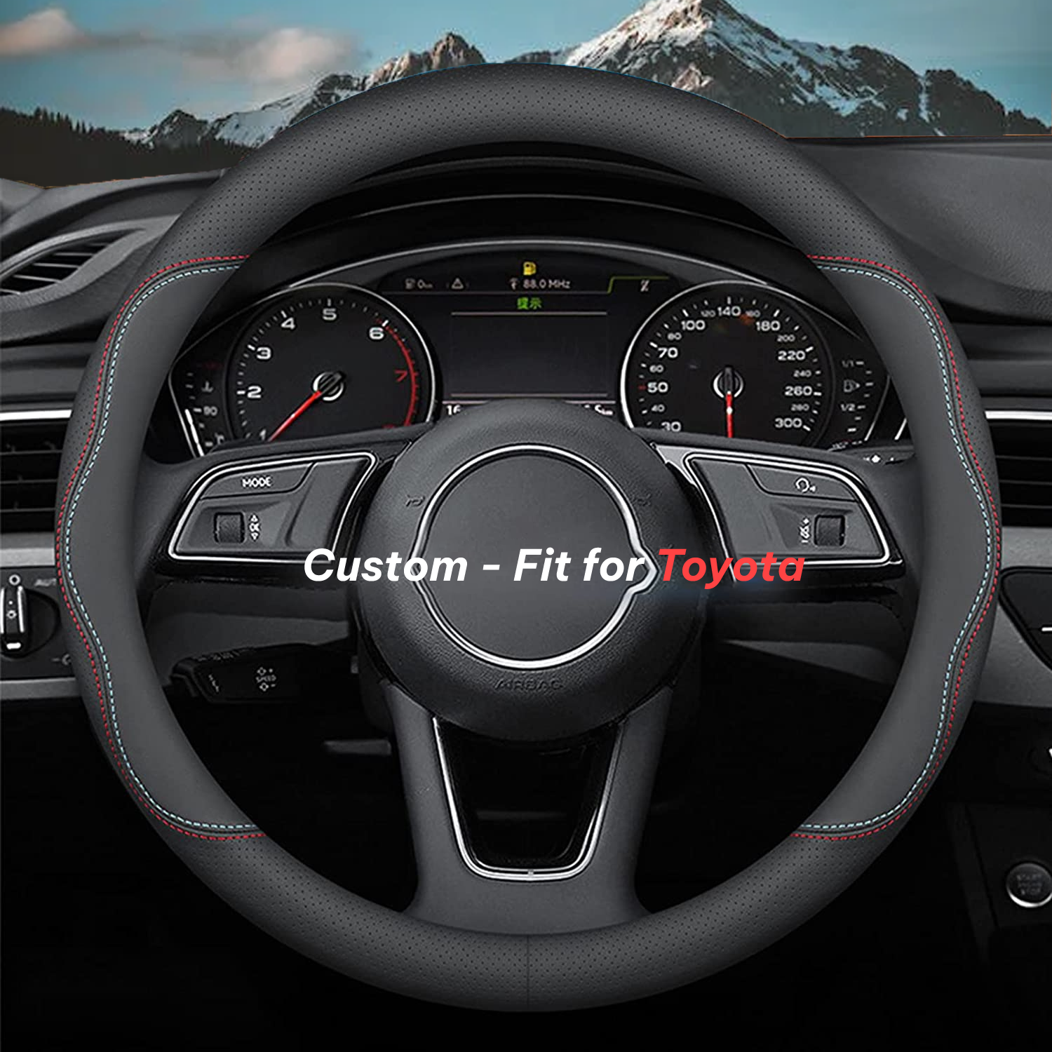 Car Steering Wheel Cover 2024 Update Version, Custom-Fit for Car, Premium Leather Car Steering Wheel Cover with Logo, Car Accessories DLPF222 - Delicate Leather