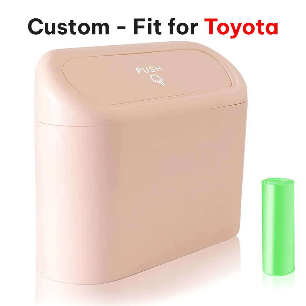 Delicate Leather Car Trash Can with Lid – Custom-Fit for Toyota, Mini Waterproof Garbage Bin with Trash Bags, Cute Car Organizer for Storage & Waste - Delicate Leather