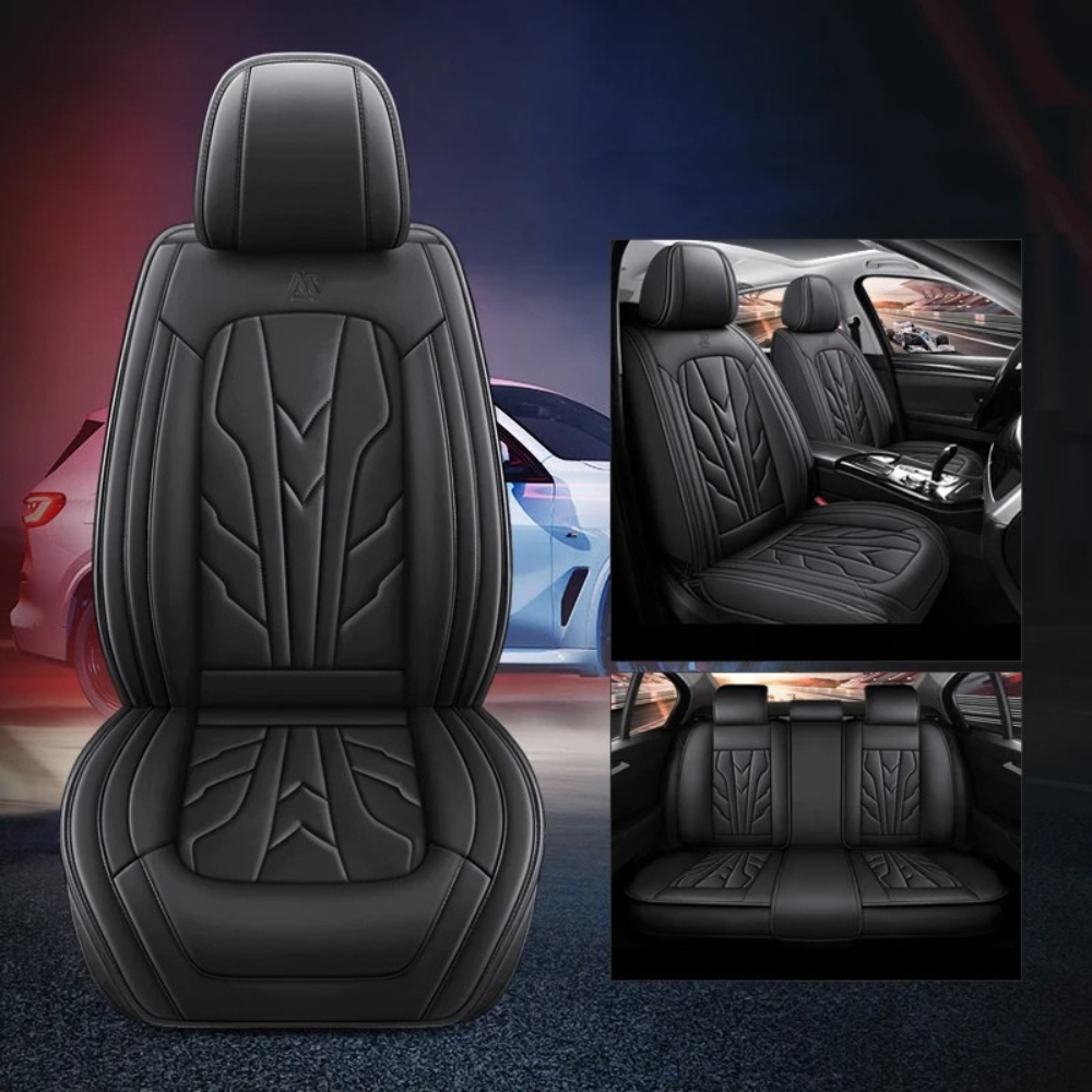 Universal PU Leather Car Seat Covers – Full Protection, Waterproof, Front & Rear Auto Seat Cover for Most Vehicles - Delicate Leather