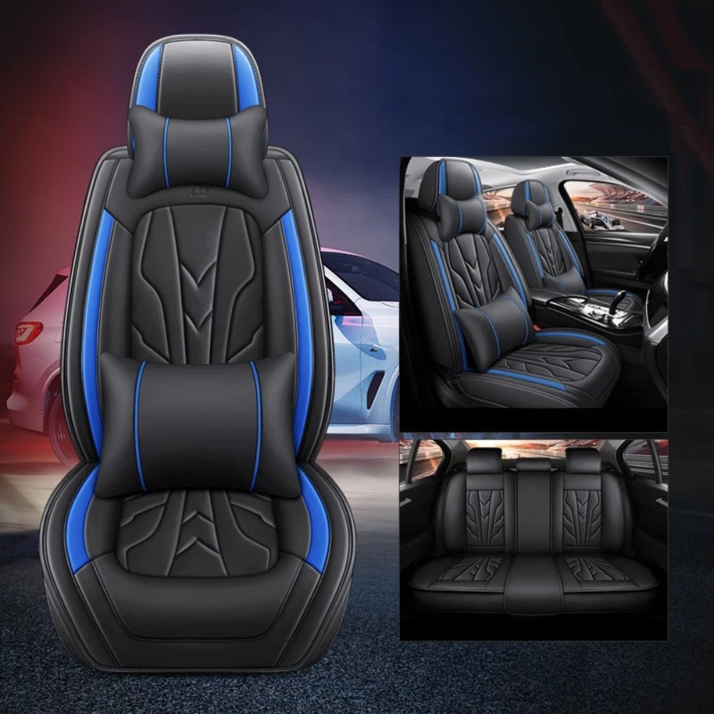 Universal PU Leather Car Seat Covers – Full Protection, Waterproof, Front & Rear Auto Seat Cover for Most Vehicles - Delicate Leather