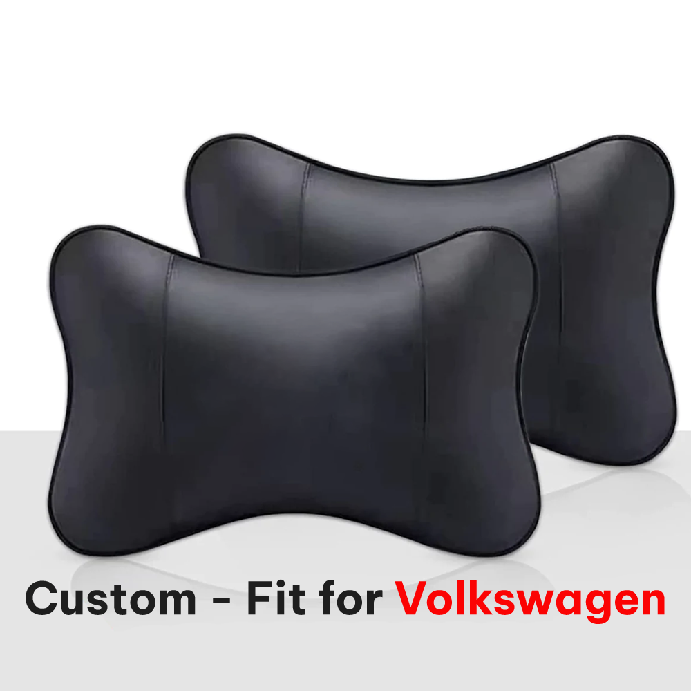 Thickened Foam Car Neck Pillow, Custom-Fit For Volkswagen, Soft Leather Headrest (2 Pieces) for Driving Home Office DLMY245 - Delicate Leather