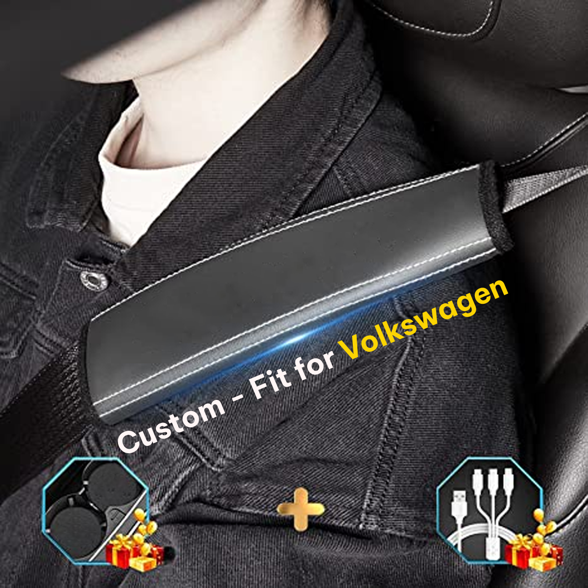 Car Seat Belt Covers (2PCS), Custom-Fit For Car, Microfiber Leather Seat Belt Shoulder Pads for More Comfortable Driving, Car Accessories DLMY238