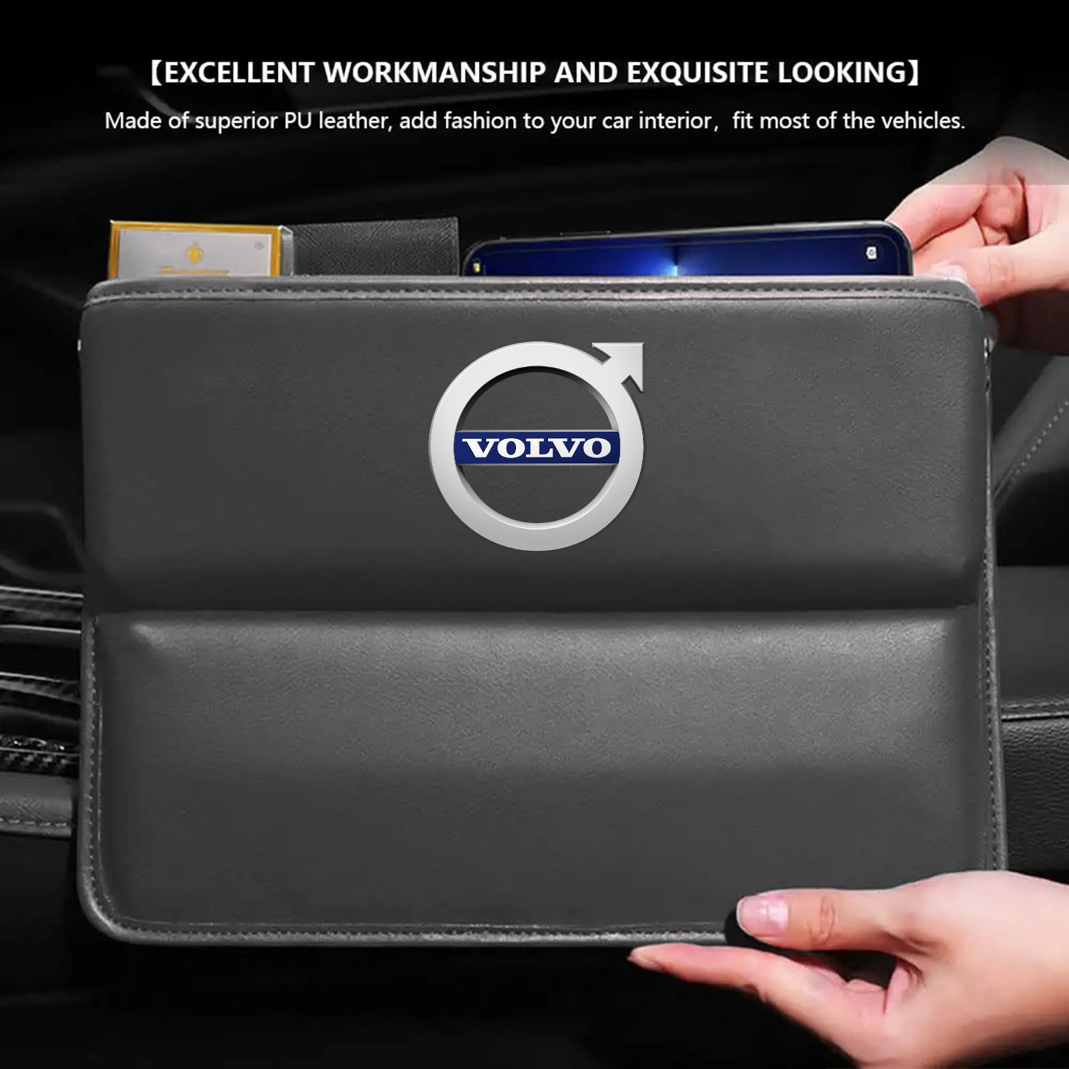 Car Seat Gap Filler Organizer, Custom For Your Cars, Multifunctional PU Leather Console Side Pocket Organizer for Cellphones, Cards, Wallets, Keys