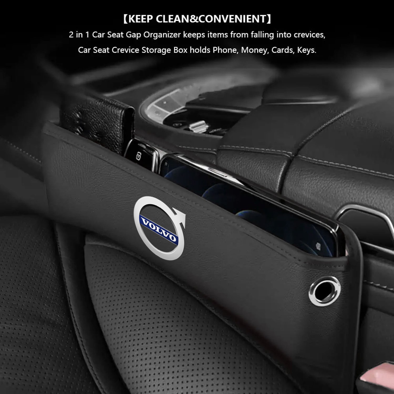 Car Seat Gap Filler Organizer, Custom For Your Cars, Multifunctional PU Leather Console Side Pocket Organizer for Cellphones, Cards, Wallets, Keys