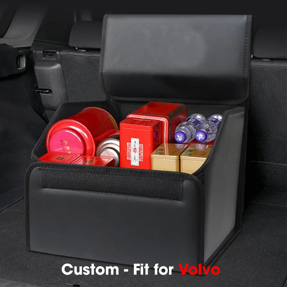 Foldable Trunk Storage Luggage Organizer Box, Custom-Fit For Volvo, SUV Trunk Organizer Van Cargo Carrier Caddy for Shopping, Camping Picnic, Home Garage DLOV241 - Delicate Leather