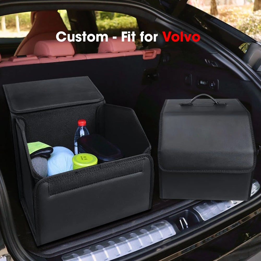 Foldable Trunk Storage Luggage Organizer Box, Custom-Fit For Volvo, SUV Trunk Organizer Van Cargo Carrier Caddy for Shopping, Camping Picnic, Home Garage DLOV241 - Delicate Leather