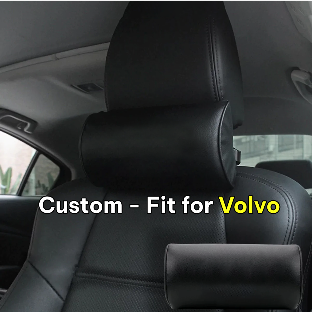 Neck Pillow, Custom-Fit For Volvo, Car Seat Headrest Neck Rest Cushion for Driving Seat Auto Head Rest Neck Support DLOV244 - Delicate Leather