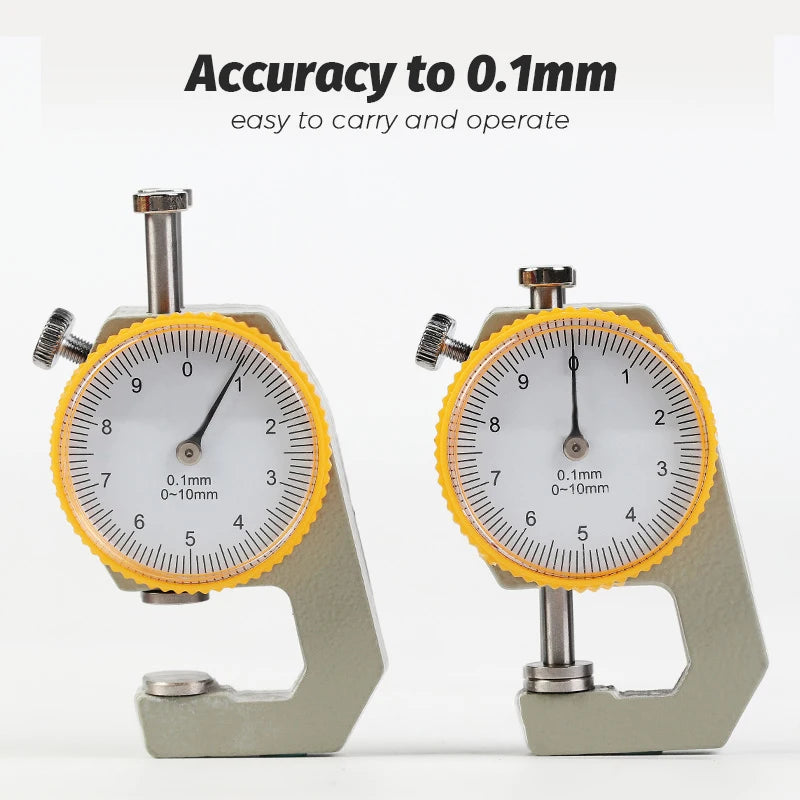 Leather Thickness Gauge Measuring Tools 0-10mm/0.1mm Dial Paper Meter Tester for Hollow Pipe or Circular Tube Caliper - Delicate Leather