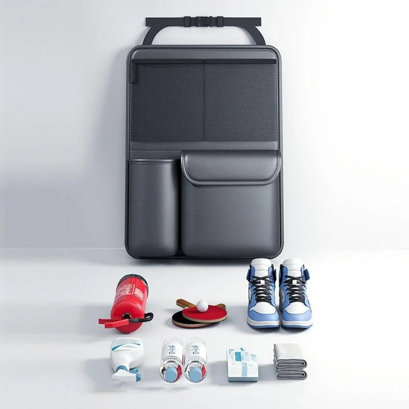 Car Trunk Leather Storage Bag Foldable Car Seat Back Tools Organizer - Delicate Leather
