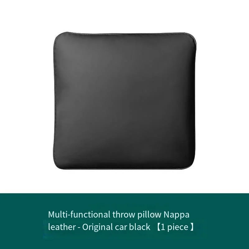 Nappa Leather Car Neck Pillow and Seat Pillow - Soft Headrest Lumbar Support for Comfortable Driving - Auto Accessories - Delicate Leather