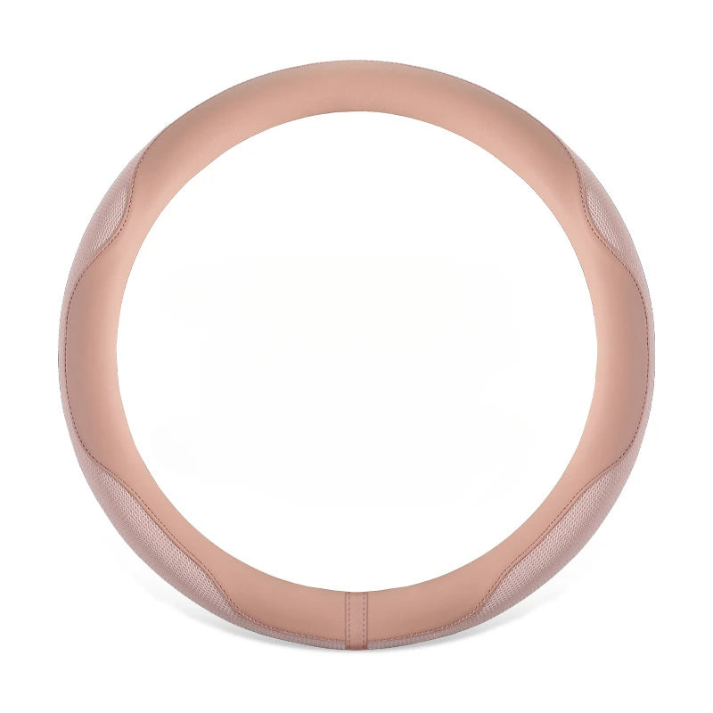 Summer Ice Silk Steering Wheel Cover – Breathable, Anti-Slip, Sweat-Absorbing Handle Set for All-Season Comfort - Delicate Leather