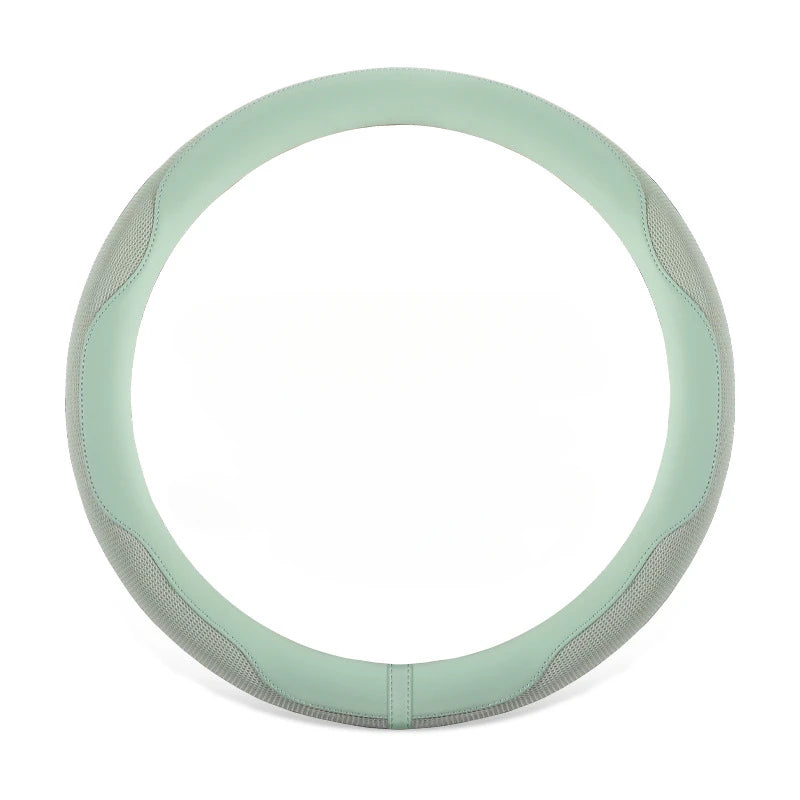 Summer Ice Silk Steering Wheel Cover – Breathable, Anti-Slip, Sweat-Absorbing Handle Set for All-Season Comfort - Delicate Leather
